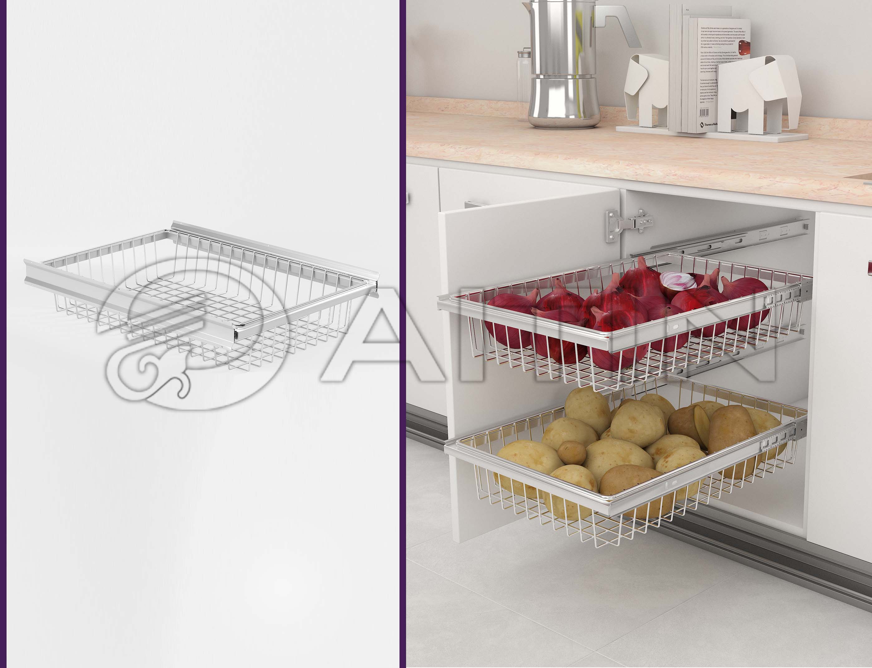 سبد سیب زمینی و پیاز فریم دار